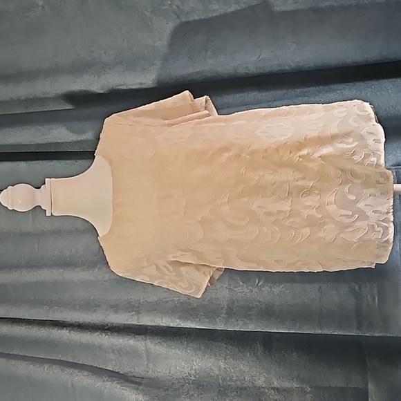 Promesa Womens Short Sleeves Textured Cream Blouse - Size Large - Picture 1 of 5